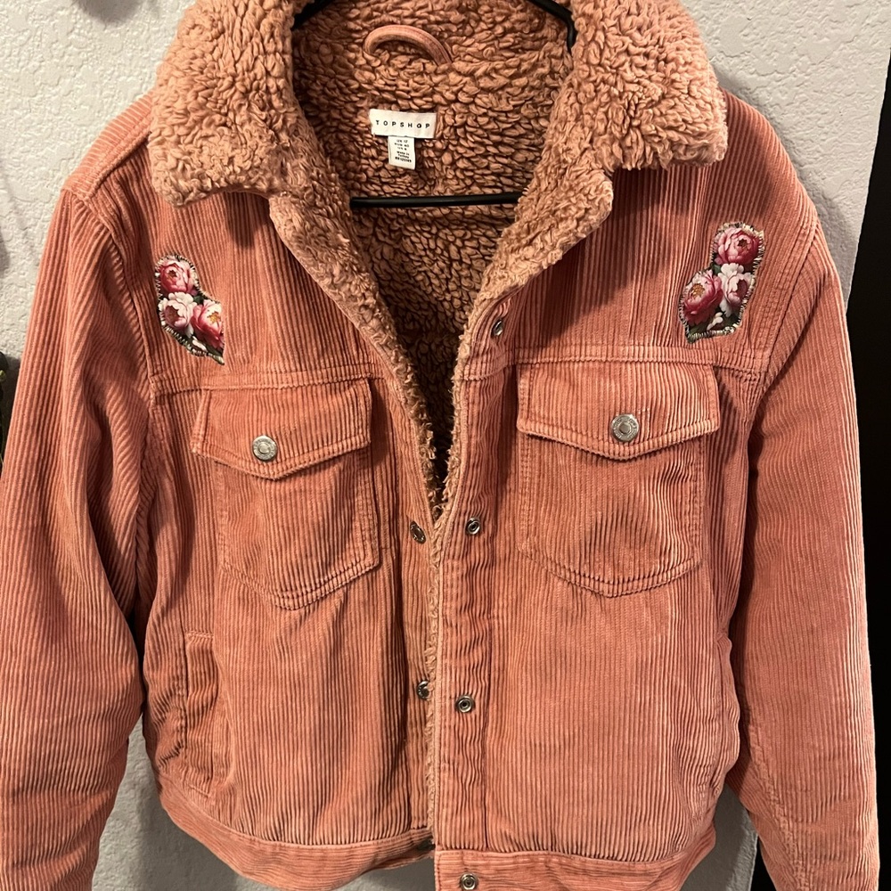 Dia de Los Muertos Topshop pink corduroy Sherpa Jacket 💀
